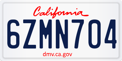 CA license plate 6ZMN704