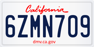 CA license plate 6ZMN709