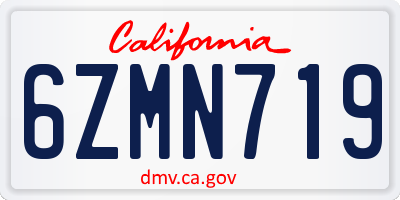CA license plate 6ZMN719