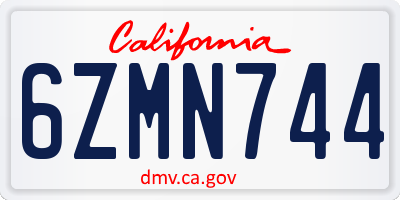 CA license plate 6ZMN744