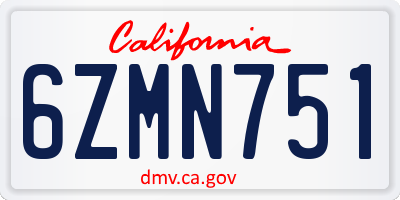 CA license plate 6ZMN751