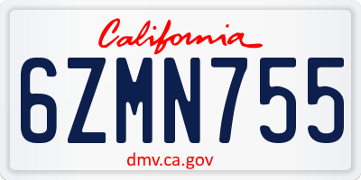 CA license plate 6ZMN755