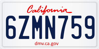 CA license plate 6ZMN759