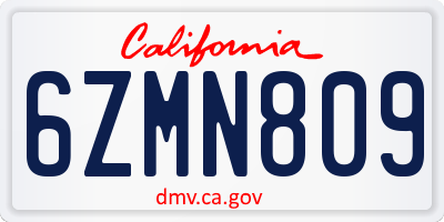 CA license plate 6ZMN809