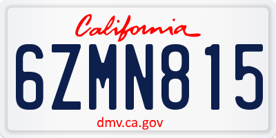 CA license plate 6ZMN815