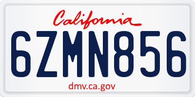 CA license plate 6ZMN856