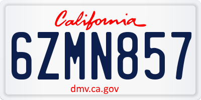 CA license plate 6ZMN857
