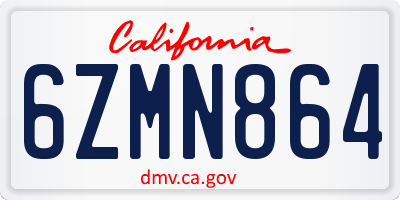 CA license plate 6ZMN864