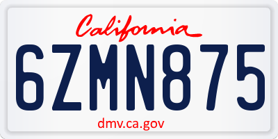 CA license plate 6ZMN875