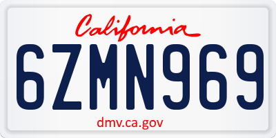 CA license plate 6ZMN969