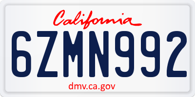 CA license plate 6ZMN992