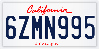 CA license plate 6ZMN995