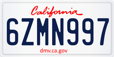 CA license plate 6ZMN997