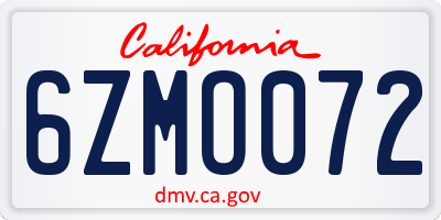 CA license plate 6ZMO072