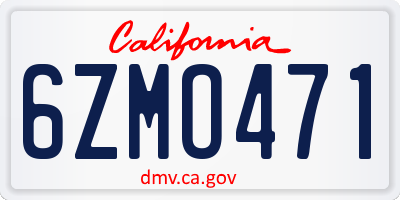 CA license plate 6ZMO471