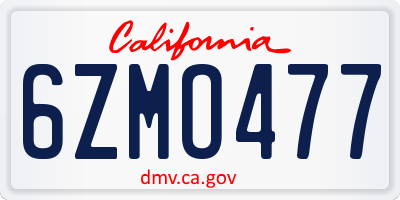 CA license plate 6ZMO477