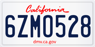 CA license plate 6ZMO528