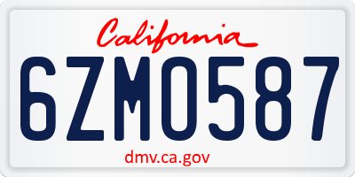 CA license plate 6ZMO587