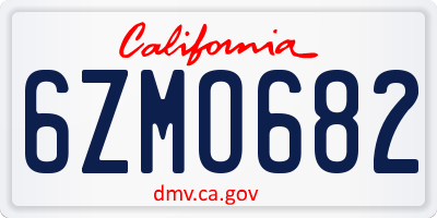 CA license plate 6ZMO682