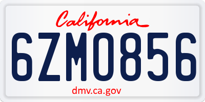 CA license plate 6ZMO856
