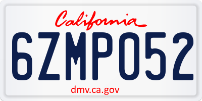 CA license plate 6ZMP052