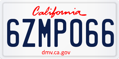 CA license plate 6ZMP066