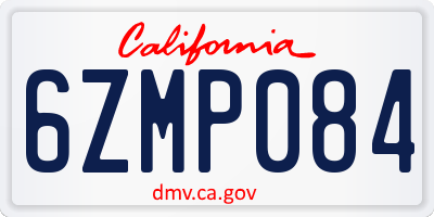 CA license plate 6ZMP084