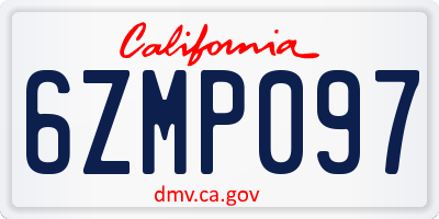 CA license plate 6ZMP097
