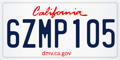 CA license plate 6ZMP105