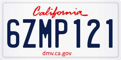 CA license plate 6ZMP121