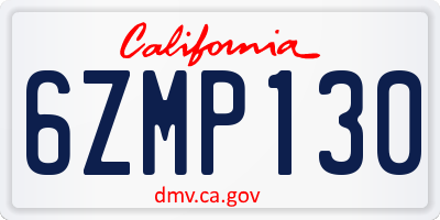 CA license plate 6ZMP130