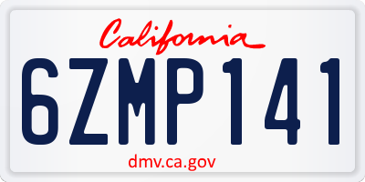 CA license plate 6ZMP141