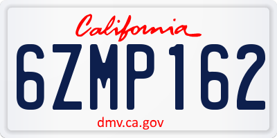 CA license plate 6ZMP162