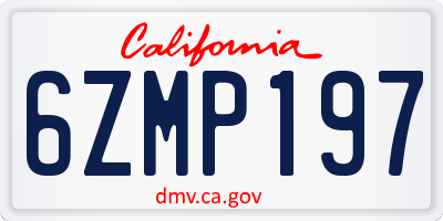 CA license plate 6ZMP197
