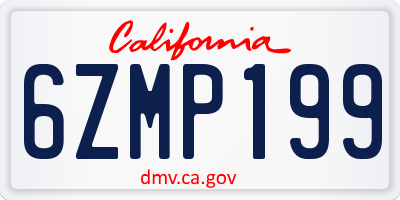 CA license plate 6ZMP199