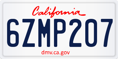 CA license plate 6ZMP207