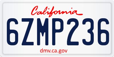 CA license plate 6ZMP236