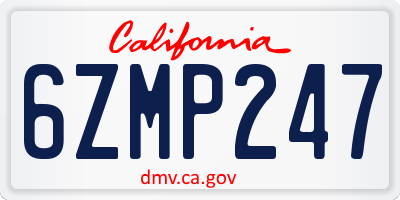 CA license plate 6ZMP247