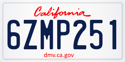 CA license plate 6ZMP251