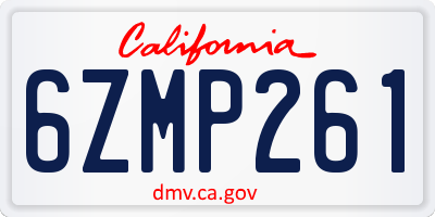 CA license plate 6ZMP261