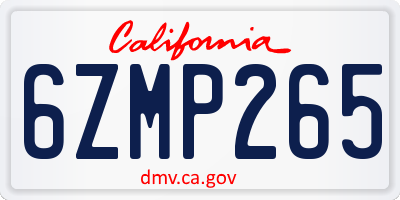 CA license plate 6ZMP265