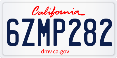 CA license plate 6ZMP282