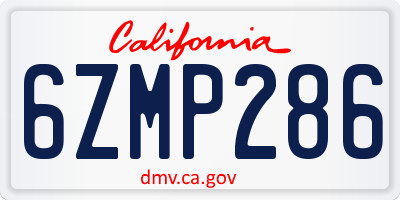 CA license plate 6ZMP286