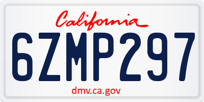 CA license plate 6ZMP297