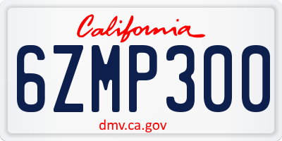 CA license plate 6ZMP300