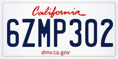 CA license plate 6ZMP302