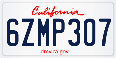 CA license plate 6ZMP307