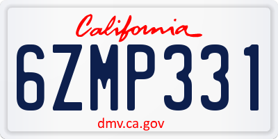 CA license plate 6ZMP331