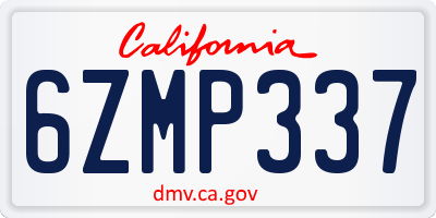 CA license plate 6ZMP337