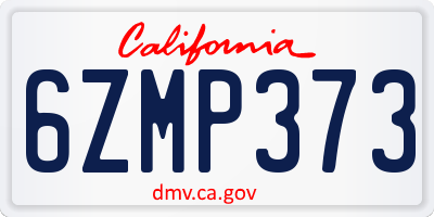 CA license plate 6ZMP373